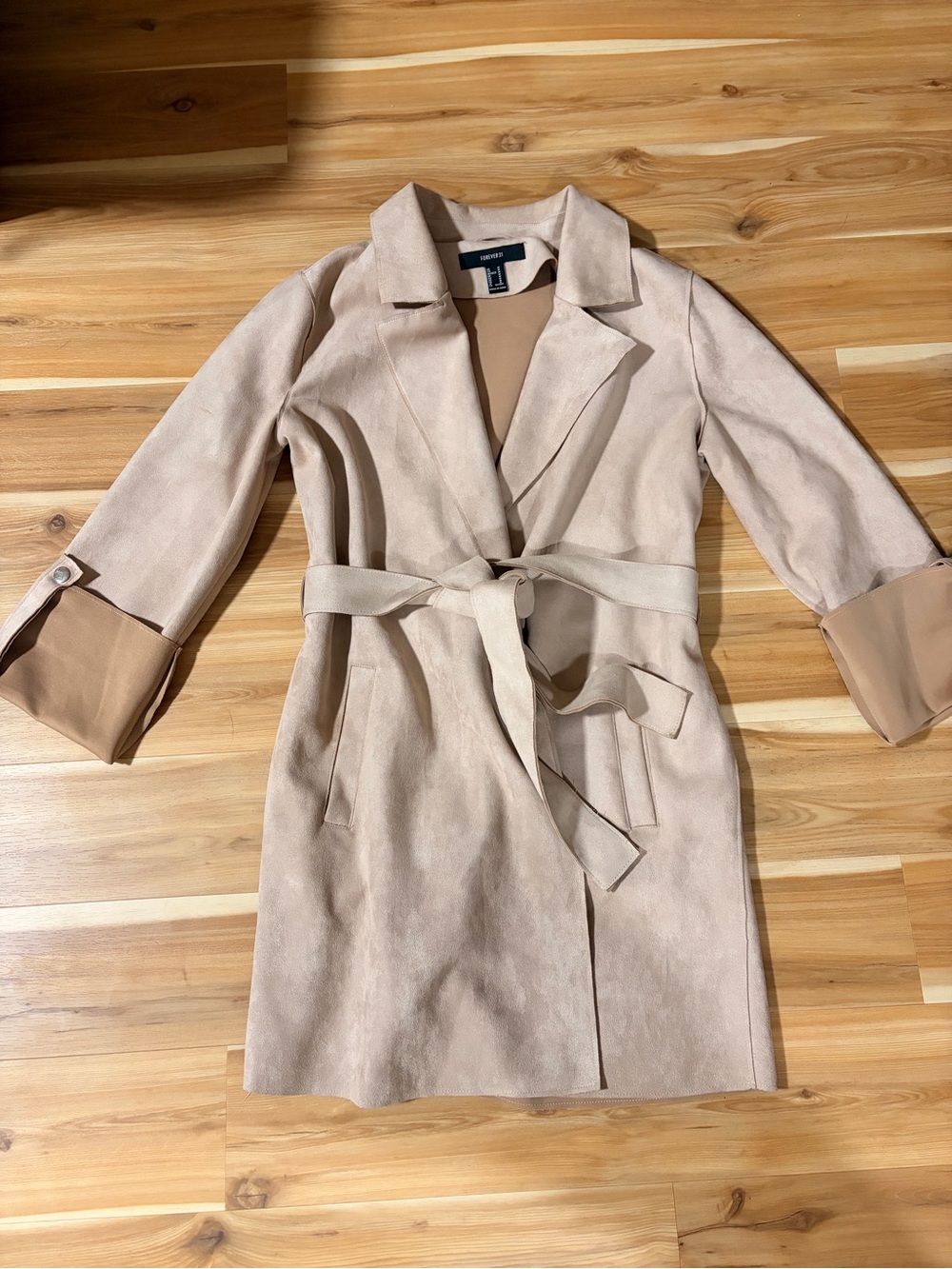Forever 21 Light Beige Tie-Waist Trench Coat